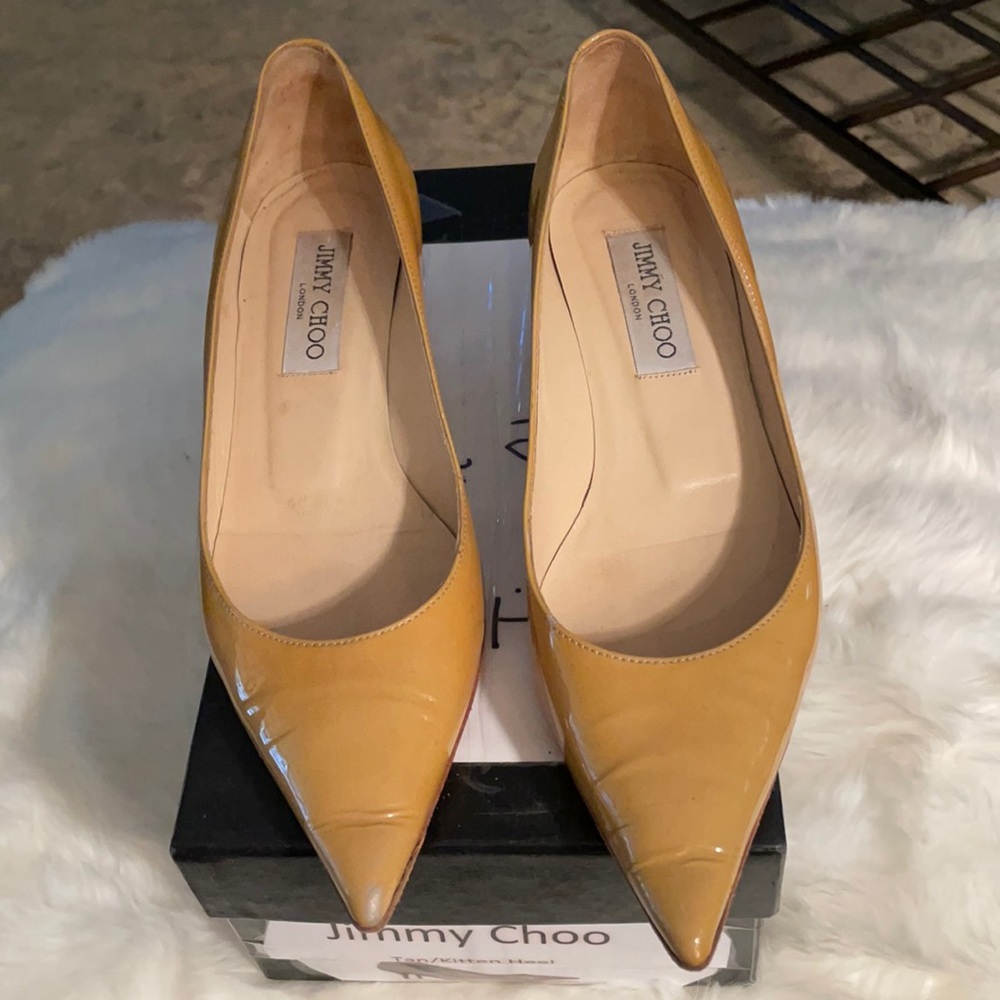 Jimmy Choo Mustard Yellow Patent Leather Pumps
